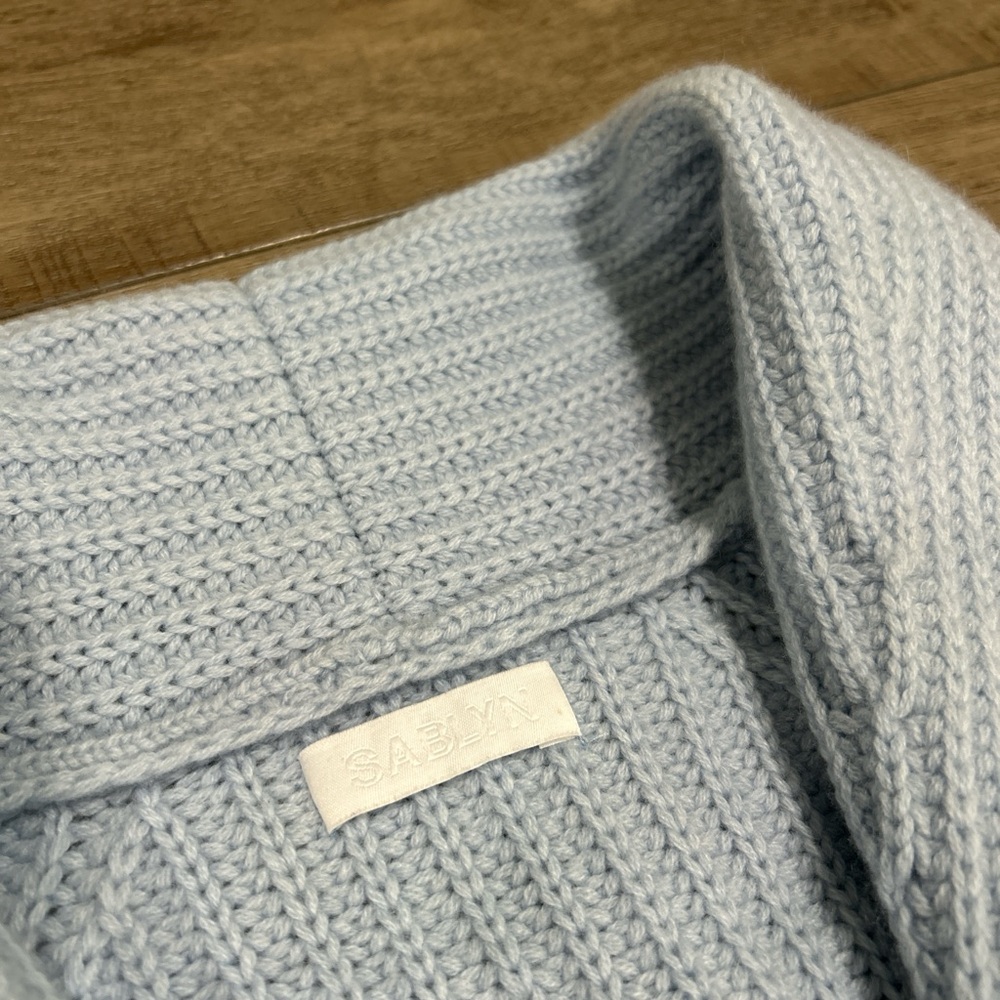 Light Blue Oversized Ribbed Button Cardigan Sweater - Picture 3 of 5
